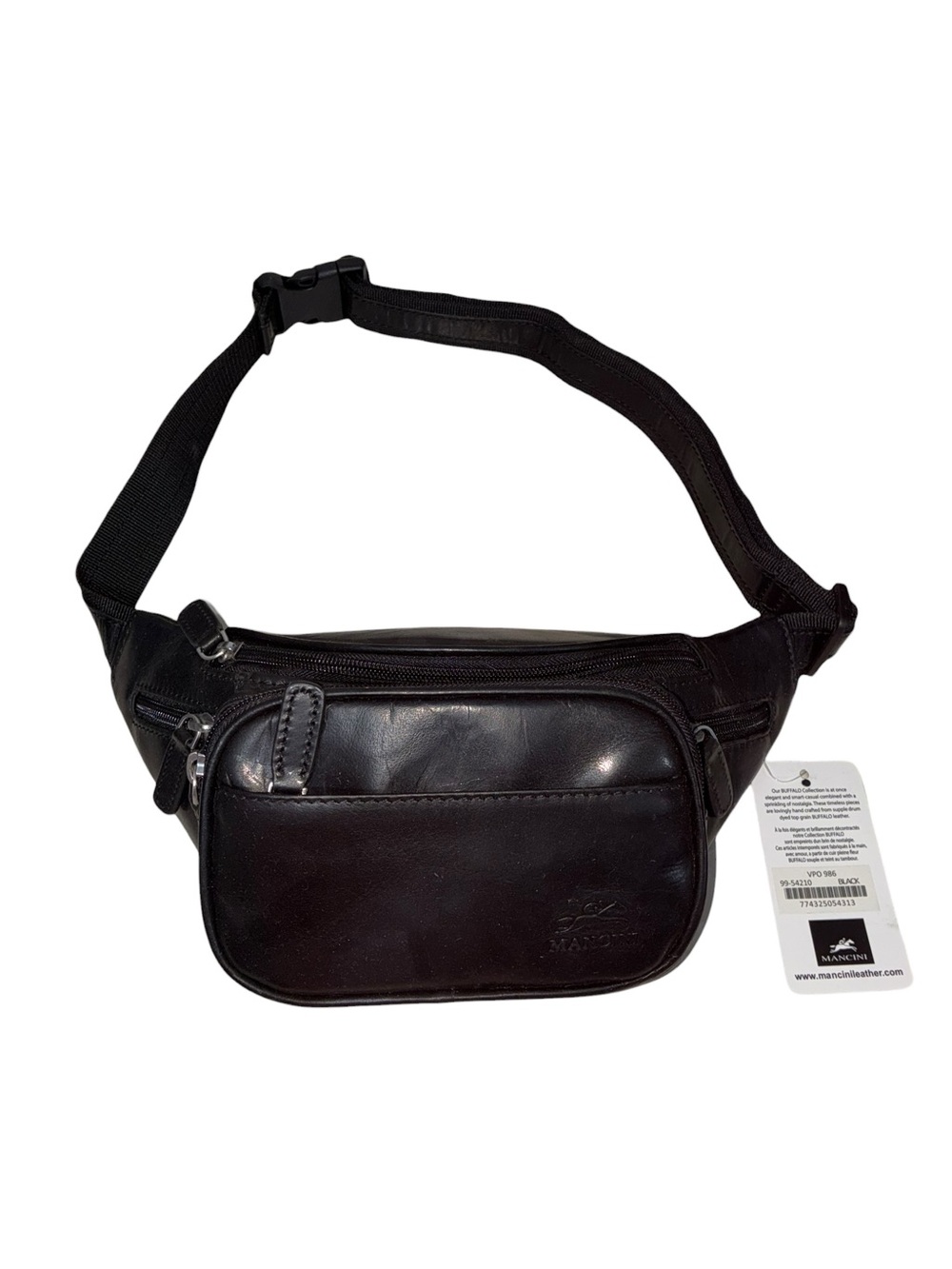 Buffalo Collection 5.5 in. Black Leather Classic Waist pack